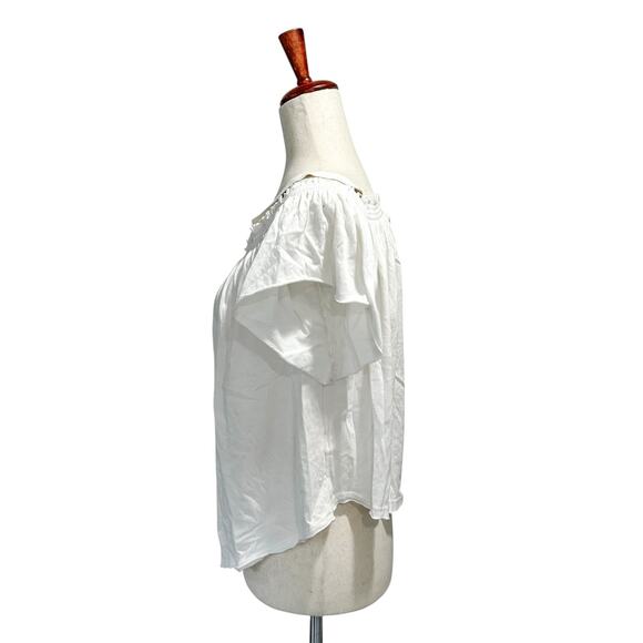 We the Free People‎ Small Women's Cream Boho Babydoll Off Shoulder Top Shirt (5) - Picture 5 of 10